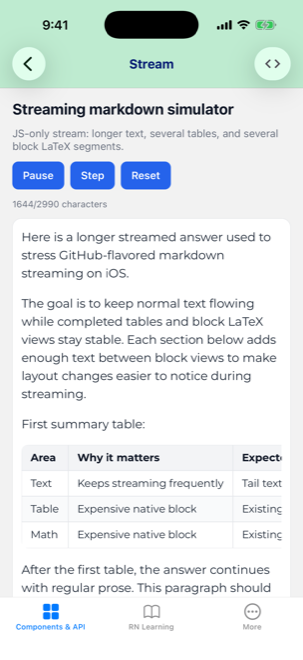 Enriched Markdown running in the app.