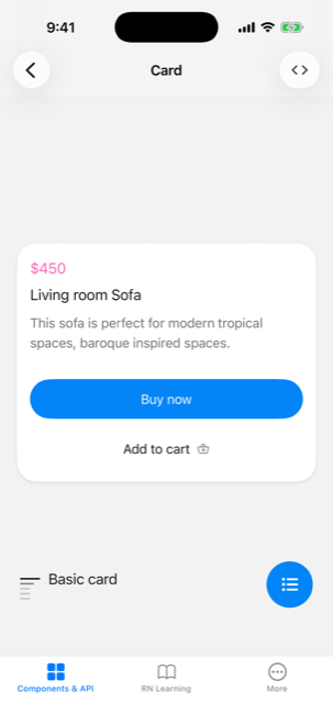 HeroUI Native running in the app.