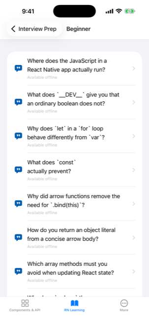 The interview question list.