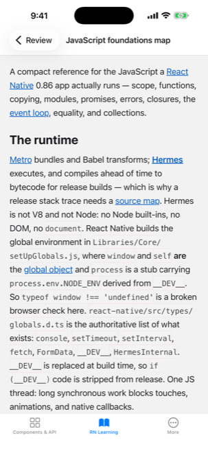 A cheat sheet with tables and inline code.